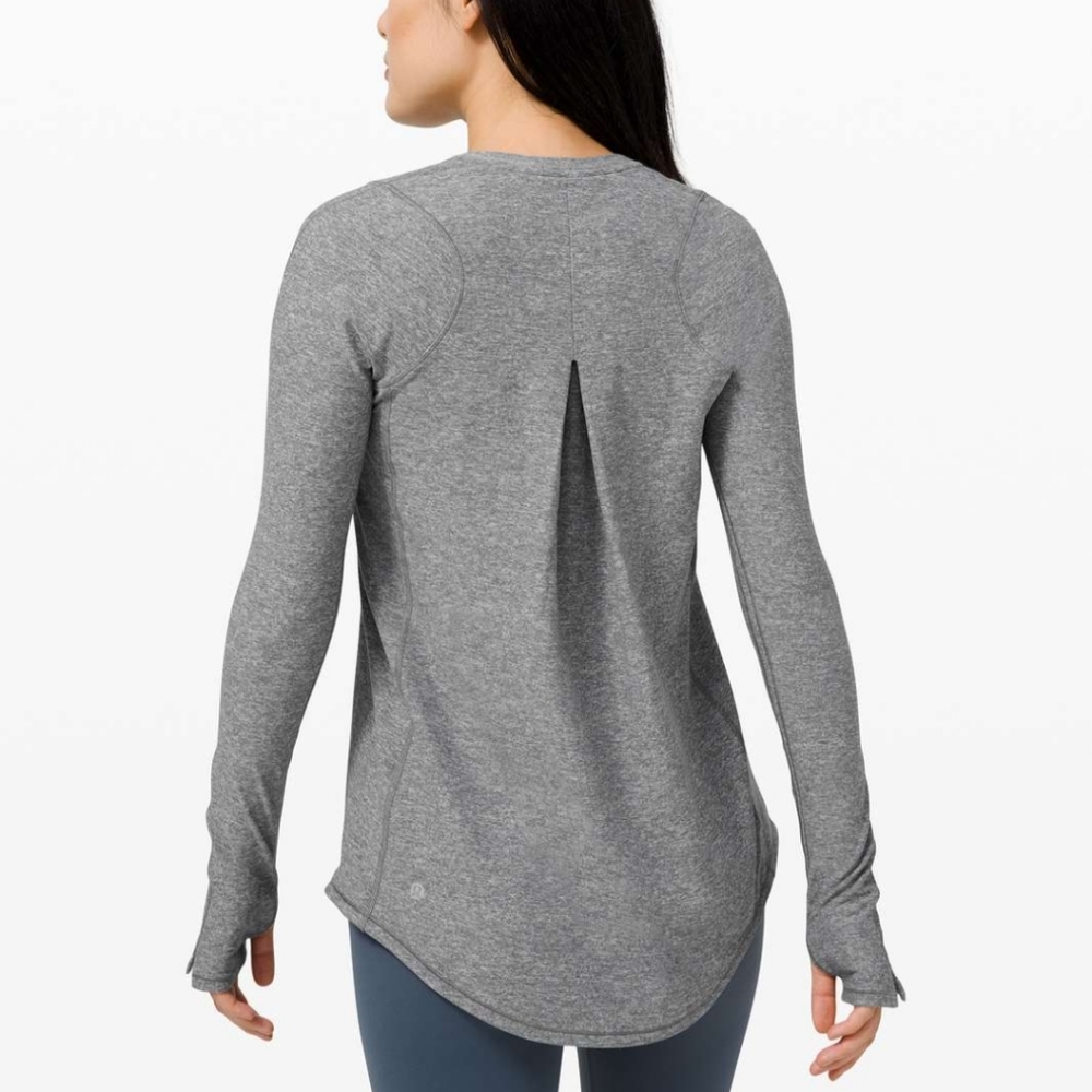 Lululemon tuck and flow Blue Suplice Marl Long Sleeve Top Crew Neck 8